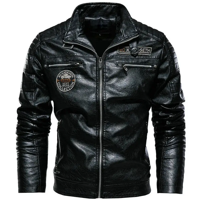 Biker Distressed Genuine Top Quality Material Wholesale Plus Size Men's Leather Jacket