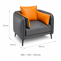 Ensemble de canapés de réception de bureau modernes en cuir PU gris et orange, 1/2/3 places, canapé lounge commercial pour salle d'attente et bureau