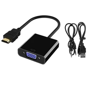 Convertidor de adaptador HD MI macho a VGA hembra, con cable de alimentación de Audio, 1080p, para Monitor de TV y PC