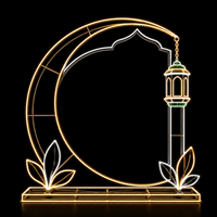 Riesiger Halbmond Ramadan Rahmen PVC Lametta Hängelaterne Wolkenbogen Ramadan Motiv Licht für Plaza Festival Straßenlaterne IP65