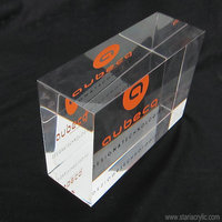 Logo acrylique transparent personnalisé bloc nom Cube plaque signalétique acrylique bloc signe bloc affichage marque QR Code signe décor de bureau