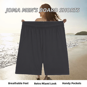 Joma Men's Board <b>Shorts</b> 6XS-3XL 100% <b>Polyester</b> Woven 140g Solid Breathable Mid Waistband Drawstring Pockets Vintage Miami Style - Product Image 2