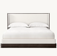 Meubles de chambre à coucher de luxe, lit king size avec panneaux, lits en bois de chêne massif