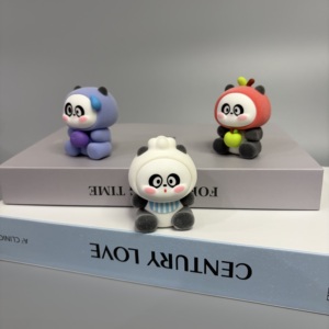 Figurines en PVC floqué Donglaiye Little Q Foodie Panda, jouets kawaii en boîte mystère, vente en gros d'usine, miniatures décoratives de bureau, lot de 6 pièces - Product Image 3