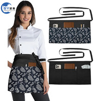 Tablier court noir imperméable pour serveur/serveuse avec poches, personnalisable avec logo, idéal pour bar et restaurant – Meilleures ventes