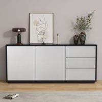 Buffet de salle à manger en bois massif noir minimaliste italien, meuble de rangement moderne de luxe pour salon, grande capacité, utilisation domestique
