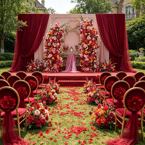 Arche décorative en soie faite à la main DKB style Forêt avec fleurs et plantes pour toile de fond de scène événementielle et décoration de fête d'anniversaire - Product Image 1
