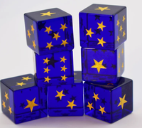 Ensemble de dés acryliques transparents colorés Cubes multicolores avec des marques d'étoile dorée pour les jeux de société