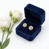 Boucles d'oreilles classiques en or 14 carats avec diamants ronds de laboratoire, design simple et élégant, certifiées IGI 0,5 carat * 2