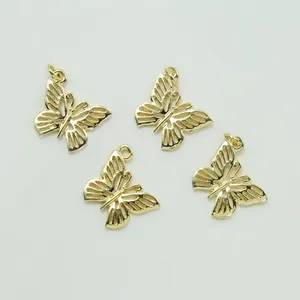 Echt 14K Gold Überzogen Filigrane Schmetterling Zink-legierung Charme für DIY Schmuck, Der 19*18mm