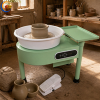Tourne-poterie électrique de table pour céramique avec pédale, bac anti-éclaboussures et tête de roue en aluminium