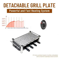 Parrilla Eléctrica Raclette para 8 Personas, sin Humo, con Placa de Aluminio Antiadherente, 1200W, para Uso Doméstico y Hotelero