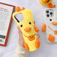 Étui pour téléphone portable en TPU en peluche avec un dessin de canard en 3D pour iPhone Samsung Xiaomi