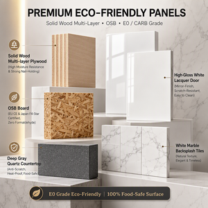 Gabinetes de Cocina Blancos con <span class=keywords><strong>Ventana</strong></span> Arqueada, Cornisa Clásica, Frentes de Losa sin Tiradores, Isla de Piedra y Armarios con Puertas Tipo Cascada - Product Image 4