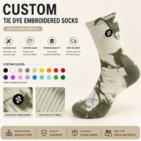 Chaussettes en coton pour femmes, personnalisées avec broderie tie-dye, faible MOQ, création de votre propre motif et logo, vente en gros