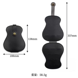 Portable Foldable Guitar Shape Pick Holders Durable Leather Plectrums Bag with Variety Picks Storage Gift for Music Lovers - Product Image 3
