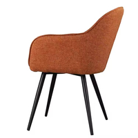 Chaise de salle à manger moderne en tissu de lin élégant Fauteuil de loisirs Cuisine Chaise de salle à manger avec pieds en métal noir