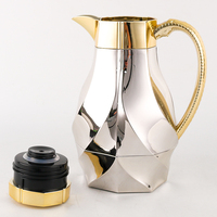 Termo de Lujo de Dubái con Tapa Chapada en Oro, Aislado al Vacío, Estilo Dallah Árabe Turco, Jarra para Té y Café