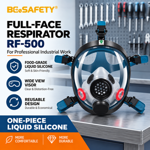 Masque respiratoire intégral en silicone réutilisable avec cartouche filtrante pour vapeurs organiques pour la production chimique - Product Image 2