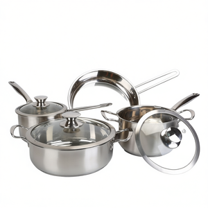 Juego de Utensilios de Cocina de Acero Inoxidable de 5 Piezas, Compatible con Inducción, Apto para Lavavajillas, con Tapas de Vidrio, Apto para Horno - Product Image 1