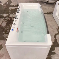 Baignoire de massage de luxe en acrylique d'intérieur, 22 jets, lumière LED, bain à remous, jet d'air, écologique, tablier, baignoire autoportante moderne