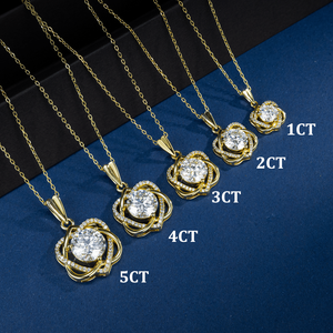 Collar con Colgante <span class=keywords><strong>de</strong></span> Doble Corazón <span class=keywords><strong>de</strong></span> Lujo con Diamante Moissanita <span class=keywords><strong>de</strong></span> 5 Quilates, Chapado en Oro <span class=keywords><strong>de</strong></span> 14K, Plata S925, VVS 1-5ct, para Mujer - Product Image 3