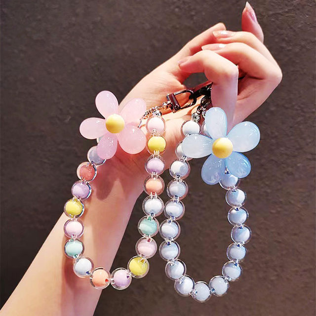 Multi Color Cute Polymer Clay Beaded Chain Wrist Mobile Cell Phone Straps