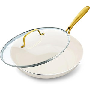 Poêle à frire antiadhésive en alliage d'aluminium durable de 24cm 28cm 30cm avec couvercle en verre-Batterie de cuisine résistante à la chaleur pour poêle de cuisson professionnelle - Product Image 3