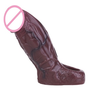 SXXY Silicone Soft Hollow <b>Dildo</b> Black Real Penis Sleeve With Cock Ring for Men Delay Ejaculation Sex Toys for Couples Wholesale - Product Image 4
