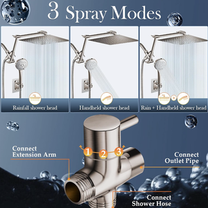 Pommeau de <span class=keywords><strong>douche</strong></span> pluie haute pression avec bras d'extension réglable à <span class=keywords><strong>angle</strong></span> flexible de 16'' - Product Image 5