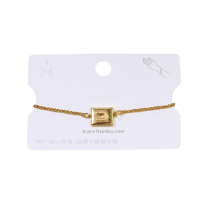 Bracciale a Forma di Lettera U in Acciaio Inossidabile 14cm Placcato Oro Gioiello Unisex alla Moda - Product Image 1