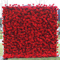 Roses blanches roses hortensia fleur panneau mur mariage toile de fond panneaux floraux 8ft x 8ft enrouler tissu fleur artificielle mur