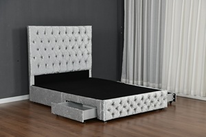 Кровать-трансформер Willsoon Modern Grey Velvet с мягким изголовьем и ящиками для хранения – роскошная мягкая кровать-оттоманка для спальни - Product Image 3