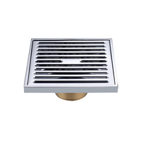 Siphon de sol carré moderne en laiton pour salle de bain avec grille amovible, filtre anti-odeur et siphon de vidage