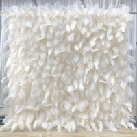 Mur de fleurs artificielles en tissu de soie 5D, 2,4 m x 2,4 m, roses réalistes et douces, blanches, pour décoration de toile de fond de mariage