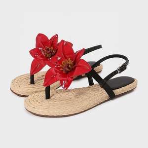 Pisos informales para mujer, nuevo estilo de verano, vacaciones versátiles, hebilla de una palabra, flor romana, tendencia de moda de <span class=keywords><strong>pescador</strong></span> al aire libre - Product Image 3