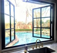 Maison française fenêtres à gril fixe persienne en fer rideau en acier verre insonorisé cadre pliant ouvert design extérieur
