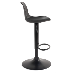 Modern Black Adjustable Swivel Bar <b>Stool</b> with PU Leather <b>Seat</b>, Matte Black Base and Footrest for Kitchen - Product Image 6