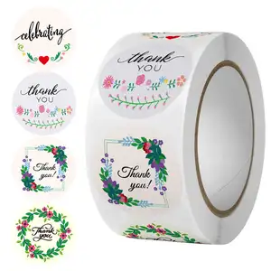 Beautiful Flower Round PVC Adhesive Thank You Stickers for Supporting My Small Business