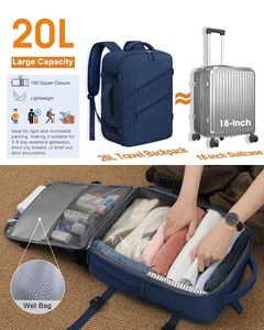 Sac à dos pour ordinateur portable imperméable, portable et durable, grande capacité 20L-25L, approuvé pour les vols, sac de voyage avec ouverture à 180°. Fermeture à glissière - Product Image 2