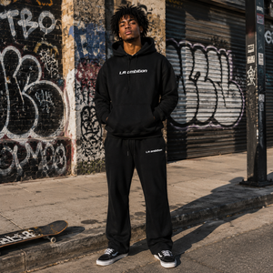 Conjunto de Sudadera con Capucha y Pantalones Deportivos Extra Grandes Personalizados BLESSTOP para Hombre, <span class=keywords><strong>Ropa</strong></span> Deportiva <span class=keywords><strong>Negra</strong></span> Minimalista, <span class=keywords><strong>Ropa</strong></span> Casual <span class=keywords><strong>Urbana</strong></span> - Product Image 1