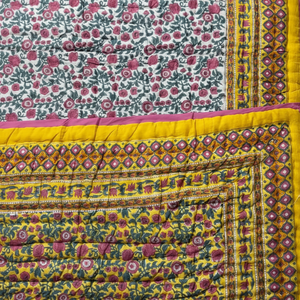 Mejor indio Rajasthani bloque impreso hecho a mano de lujo cómodo Kantha edredón indio bohemio ropa de cama colcha de algodón Manta - Product Image 1