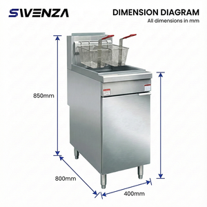 Friteuses à gaz <span class=keywords><strong>propane</strong></span> professionnelles en acier inoxydable SWENZA pour restaurants et cuisines, avec 2 paniers, équipement de restauration rapide - Product Image 2