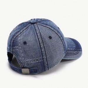 Casquette de baseball en denim à 6 panneaux, lavable, à visière souple, unisexe, motif géométrique, polyvalente, respirante, en coton, protection solaire, toutes saisons - Product Image 4