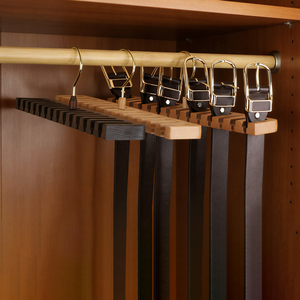 2 en 1 Ceintures de cintres en bois Support de rangement Cintres muraux Cintres en bois de qualité Ceintures de garde-robe Organisateur - Product Image 1