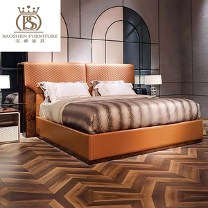 BS Promotion Exceptionnelle : Ensembles de Meubles de Chambre Modernes Européens – Lit Double de Luxe avec Tête de Lit en Cuir, Taille King Size - Product Image 1