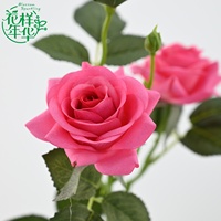 Roses artificielles en latex à toucher réel, 54 cm, 3 têtes, petites roses, décoration de mariage, arrangement floral, accessoires de photographie