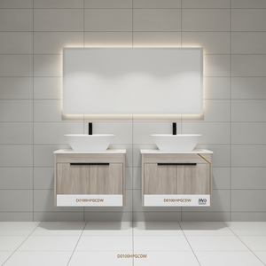 Modern White Oak Bathroom Vanity 24 Inch Wall Mounted Soft Close Door 2 Piece Basin Set D0100HPGCDW - Product Image 2