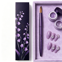Pinceau à ongles en acrylique avec manche métallique violet, logo personnalisé, 100% pur Kolinsky, pour la pose d'ongles en acrylique - Vente en gros