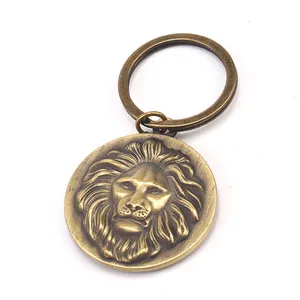 Embossed brass custom metal 3d lion shape key ring keychain